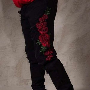 Young and Reckless Tapered Rose Denim Black Jeans